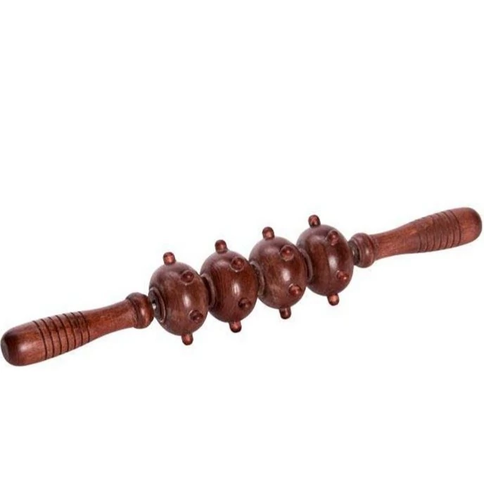 وردنه ماساژ چوبی آجدار چهار غلتکی