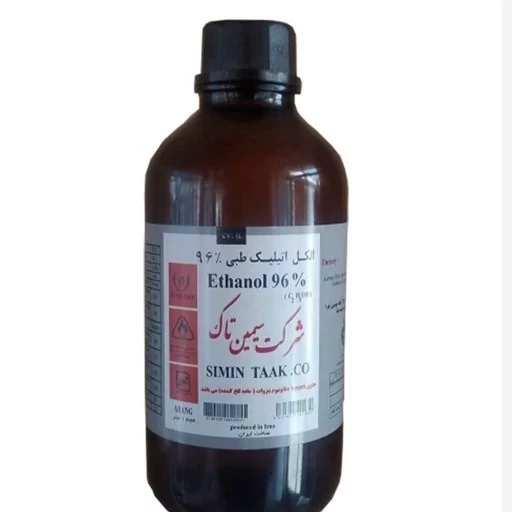 الکل اتیلیک 96 درصد سیمین تاک 1 لیتری شیشه ای