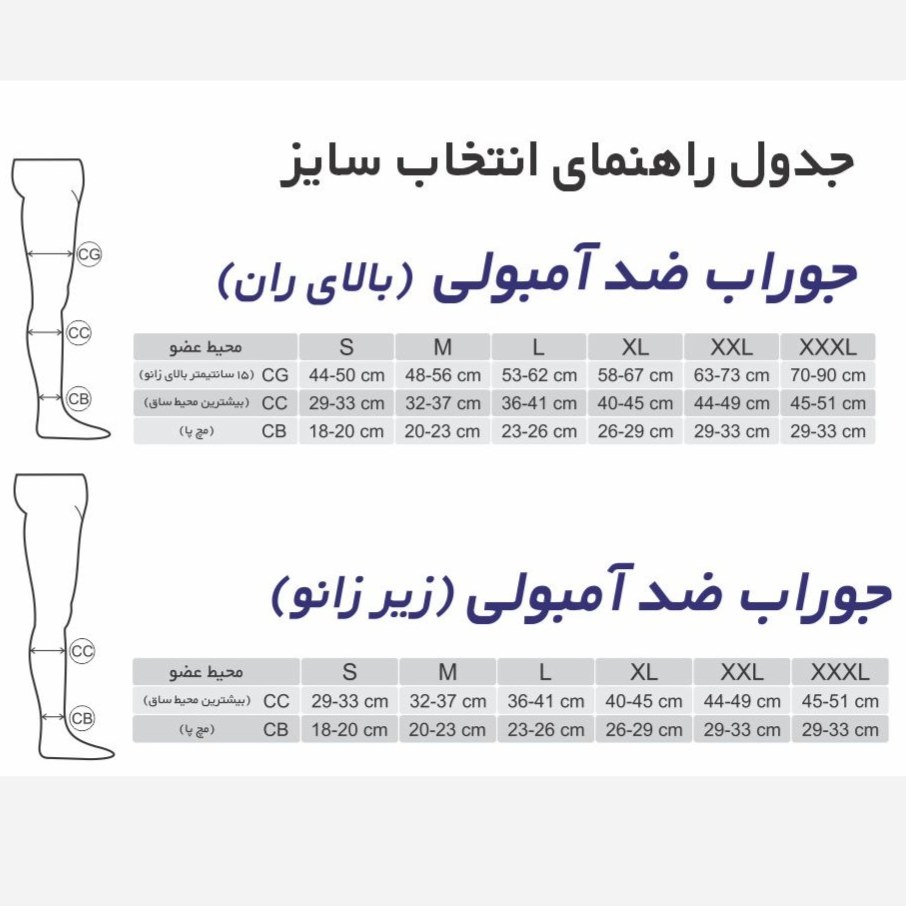 جوراب ضد آمبولی طب و صنعت بلند بالا ران